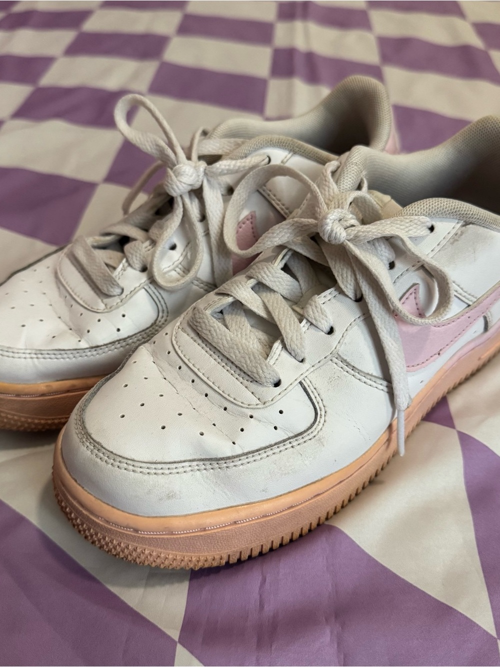 Nike Air Force 1 GS Youth Pink & White Sneakers